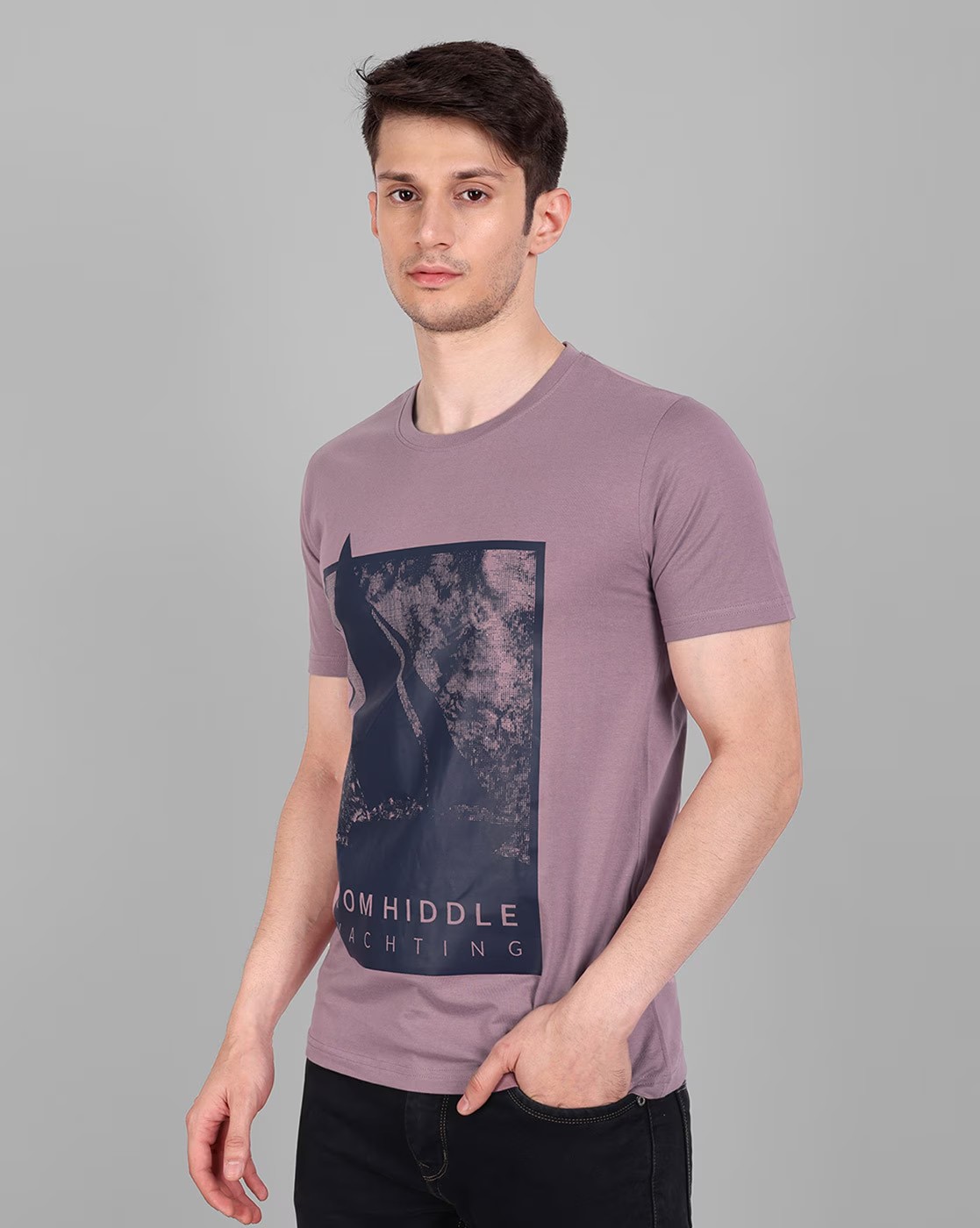 Graphic Print Round-Neck Slim Fit T-Shirt 2