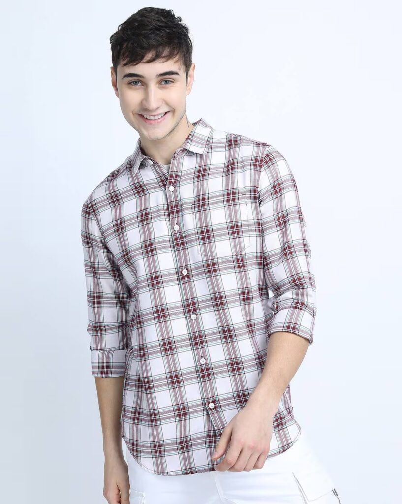Checked Slim Fit Shirt with Patch Pocket 1