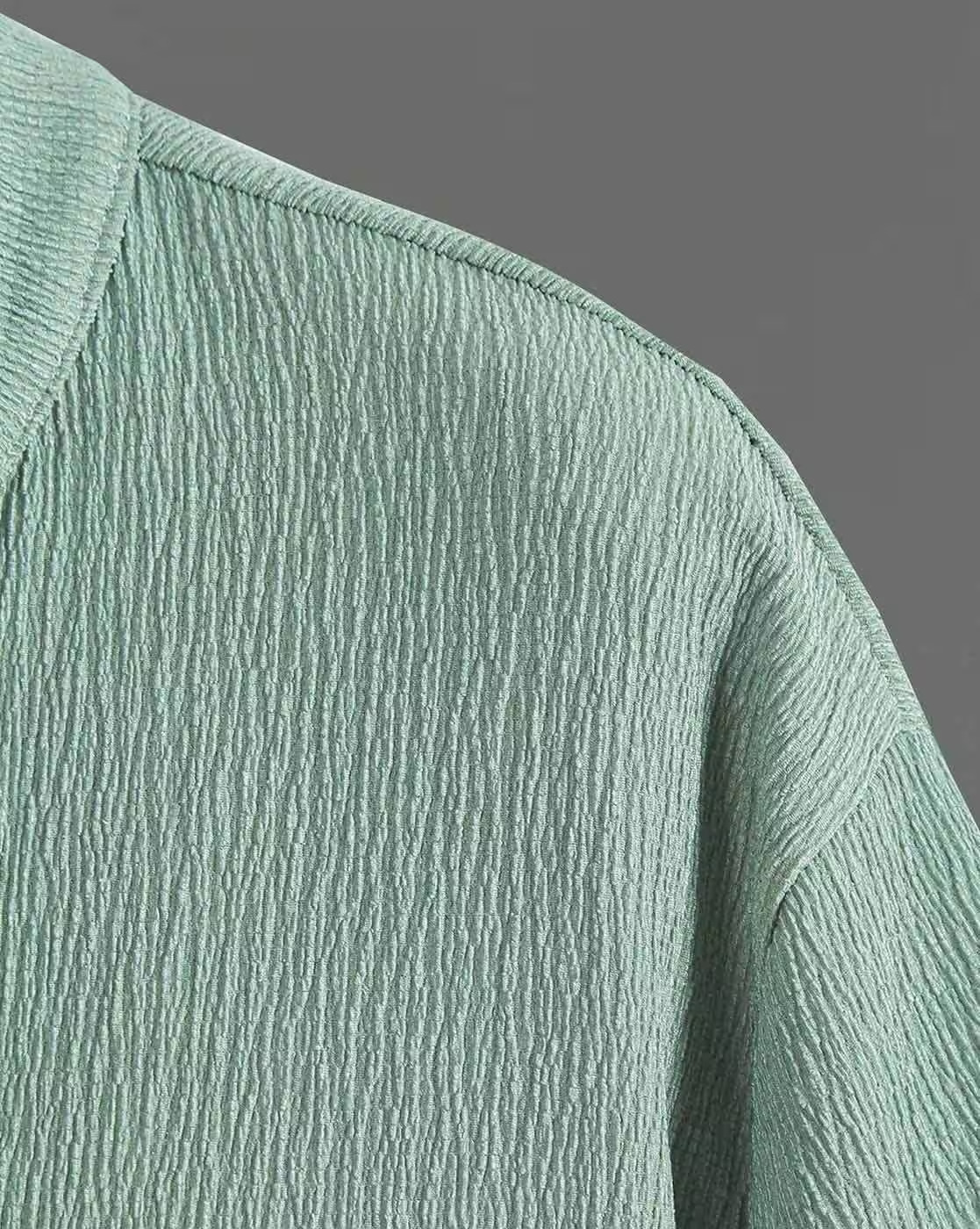 Men Knitted Loose Fit Shirt with Mandarin Collar 4