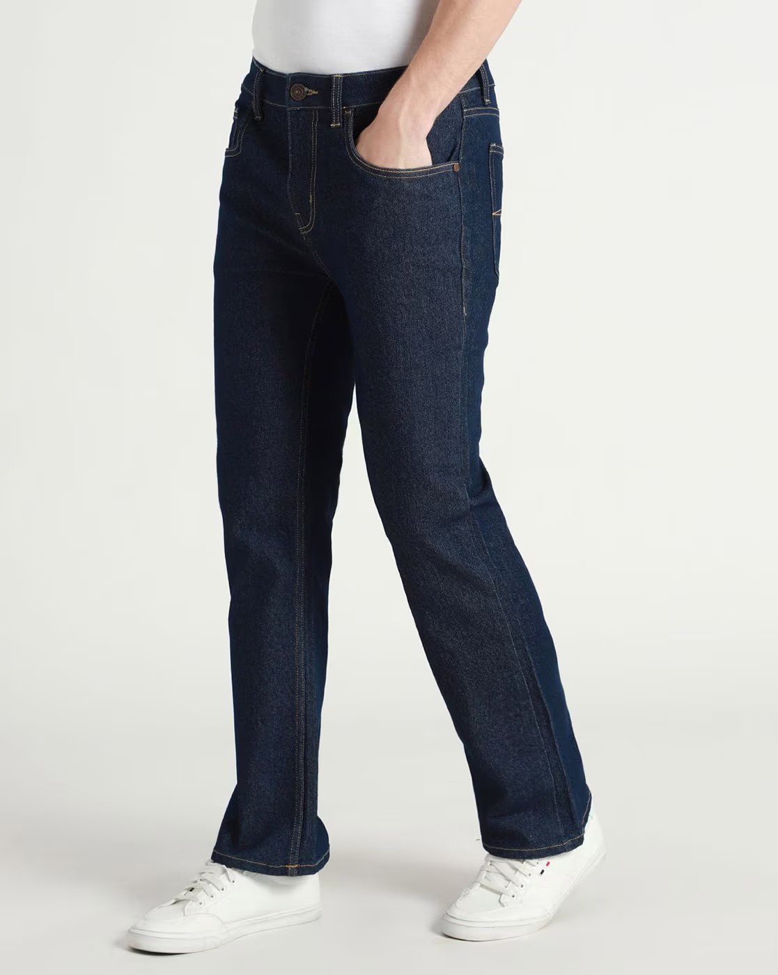 Men Bootcut Jeans with 5-Pocket Styling - Image 3