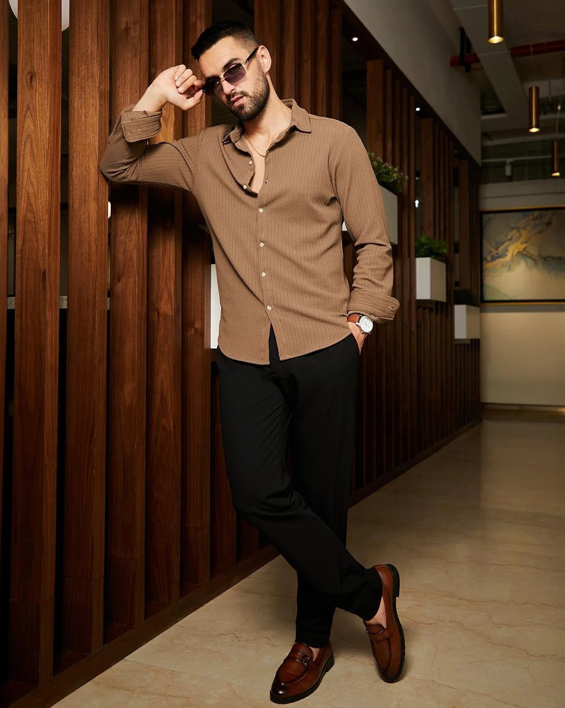 Men Ribbed Regular Fit Shirt 2