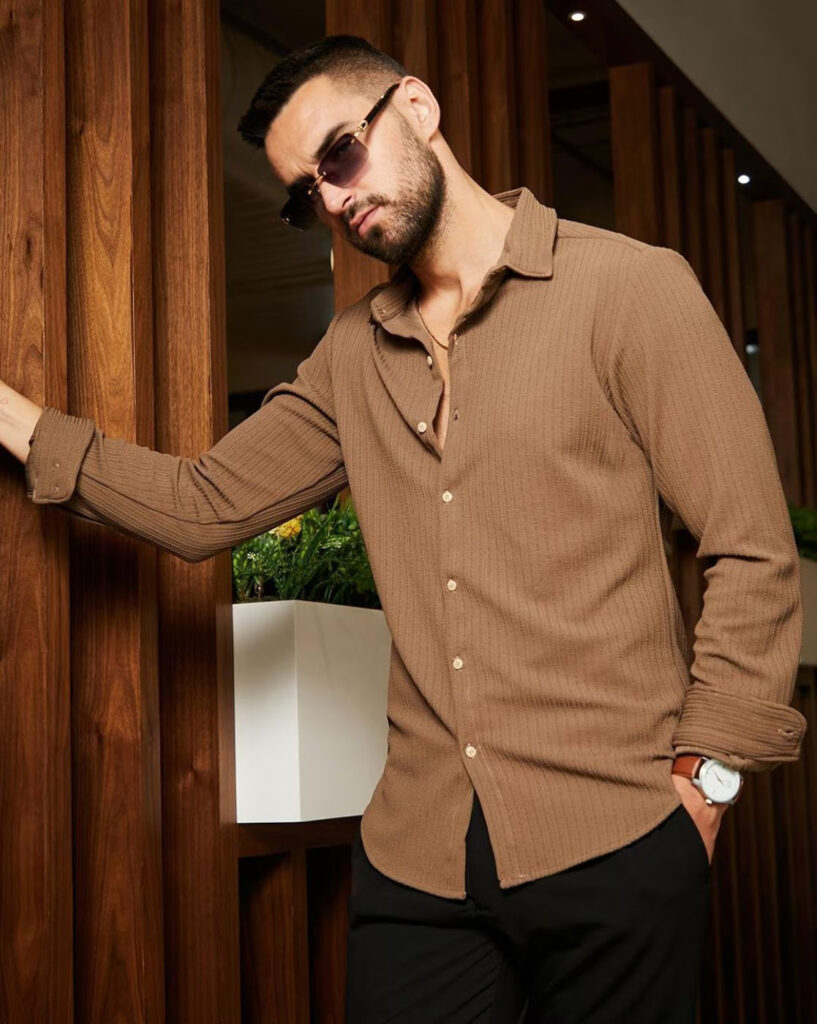 Men Ribbed Regular Fit Shirt 1